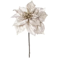Kunstblume, Poinsettie Velvet, Creme/grau