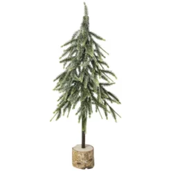 Kunstblume, Fichtenstämmchen, Auf Holzsockel, Grün