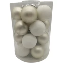 CASAYA Weihnachtskugel »True White«, Ø: 6 Cm, Uni, Weiß/silberfarben, 20 Stück