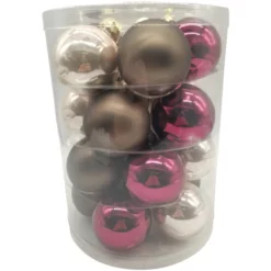 CASAYA Weihnachtskugel »Burgund Mix«, Ø: 6 Cm, Uni, Beige/burgundrot/granit, 20 Stück