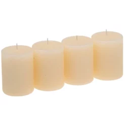 CASAYA Stumpenkerze, Creme, Raureif, 4 Stück