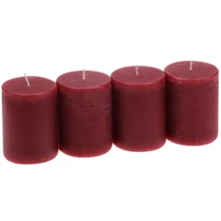 CASAYA Stumpenkerze, Altrot, Raureif, 4 Stück