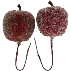 CASAYA Deko-Apfel-Pick, Kunststoff, Burgundrot