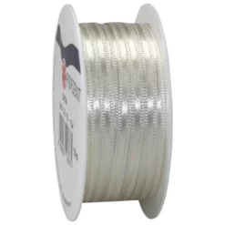 Präsent Satinband, Polyester, Länge: 1000 Cm, Creme
