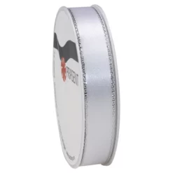 Präsent Satinband, Polyester, Länge: 400 Cm, Silberfarben