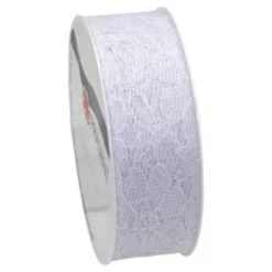 Präsent Spitzenband, Polyester, Länge: 300 Cm, Weiß