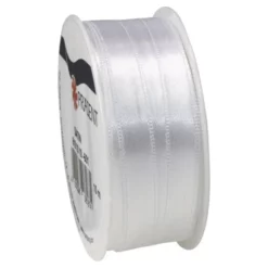 Präsent Satinband, Polyester, Länge: 1000 Cm, Weiß