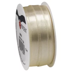 Präsent Satinband, Polyester, Länge: 1000 Cm, Creme
