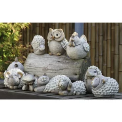 Dekofigur, Polystone, Braun/weiß