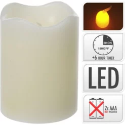 Koopmann LED-Kerze, Elfenbeinfarben, Timerfunktion