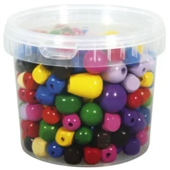 Rayher Deko-Perlen, Bunt, Holz, 1 Dose