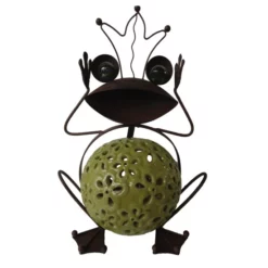 SILEX Deko-Frosch, Metall/Keramik, Braun/gelb