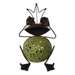 SILEX Deko-Frosch, Metall/Keramik, Braun/gelb