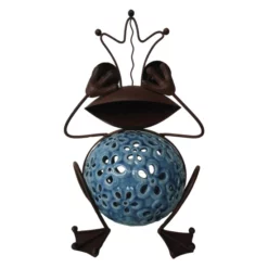 SILEX Deko-Frosch, Metall/Keramik, Braun/blau