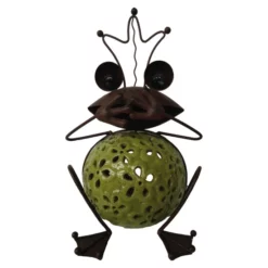 SILEX Deko-Frosch, Metall/Keramik, Braun/gelb