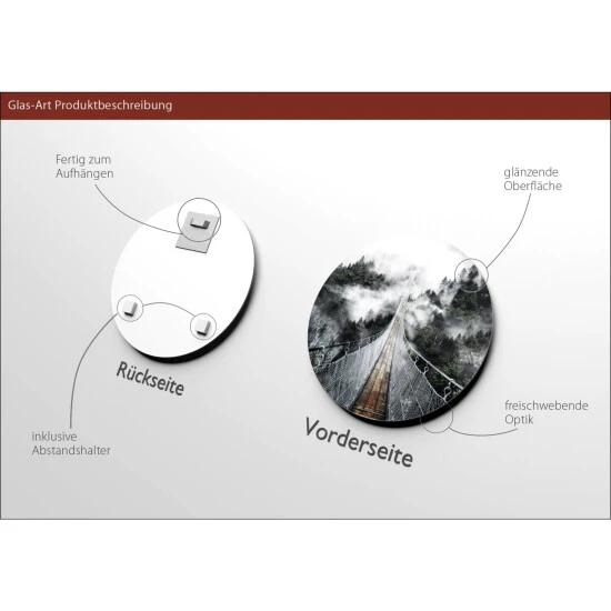 Pro_Art_Bilderpalette Glasbild »Suspension Bridge«, Mehrfarbig, Digitaldruck 4 Pro_Art_Bilderpalette Glasbild »Suspension Bridge«, Mehrfarbig, Digitaldruck – Bild 2