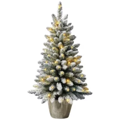 Evergreen Weihnachtsbaum »Kiefer «, Höhe: 90 Cm, Grün/weiß, Beleuchtet