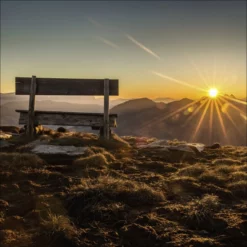 Pro_Art_Bilderpalette Keilrahmenbild »Bench + Horizon«, Rahmen: Holzwerkstoff, Natur