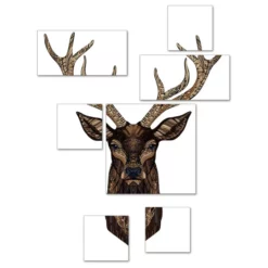 Pro_Art_Bilderpalette Keilrahmenbild-Set »Hirsch«, Rahmen: Holzwerkstoff, Natur