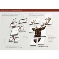 Pro_Art_Bilderpalette Keilrahmenbild-Set »Hirsch«, Rahmen: Holzwerkstoff, Natur -Wohnen Wohndeko Verkäufe unnamed file 6165