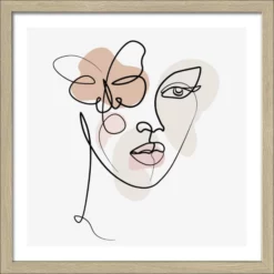 Pro_Art_Bilderpalette Gerahmtes Bild »Line Art Face III«, Rahmen: Holzwerkstoff, Natur
