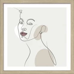 Pro_Art_Bilderpalette Gerahmtes Bild »Line Art Faces II«, Rahmen: Holzwerkstoff, Natur