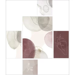 Pro_Art_Bilderpalette Keilrahmenbild-Set »Line Art Impressions«, Rahmen: Holzwerkstoff, Natur