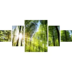 Pro_Art_Bilderpalette Keilrahmenbild-Set »Green Forest«, Rahmen: Holzwerkstoff, Natur