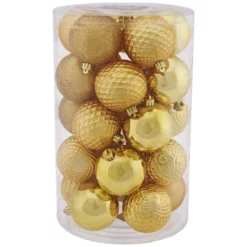CASAYA Weihnachtskugel, Ø: 7 Cm, Goldfarben, 25 Stück