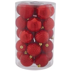 CASAYA Weihnachtskugel, Ø: 7 Cm, Dunkelrot, 25 Stück