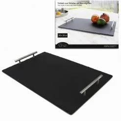 NOOR LIVING Tablett, BxHxL: 30 X 4 X 45 Cm, Schwarz/silberfarben