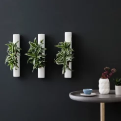 Pflanzen In Keramik 3er-Set, BxHxT: 40 X 6,5 X 22 Cm, Weiß