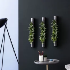 Pflanzen In Keramik 3er-Set, BxHxT: 65 X 7,5 X 22 Cm, Grün