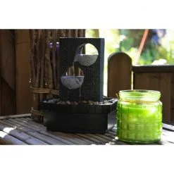 DOBAR Zimmerbrunnen, Mit 2 Schalen, BxHxL: 20,5 X 26 X 16,5 Cm, Schwarz -Wohnen Wohndeko Verkäufe unnamed file 7299