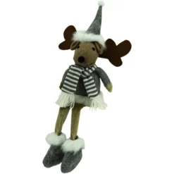Weihnachtsfigur, Rentier, Kantensitzer, Grau/braun/weiß