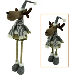 Weihnachtsfigur, Rentier, Teleskop, Stehend, Grau/braun/weiß