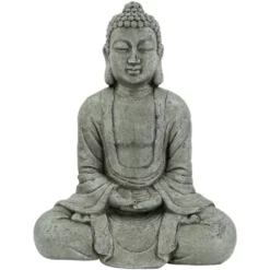 Buddha, BxH: 34 X 80 Cm, Magnesia, Grau