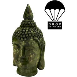 Buddha, BxH: 42 X 74,5 Cm, Magnesia, Grau/gruen