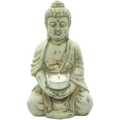 Buddha, BxH: 12,5 X 24,2 Cm, Terrakotta, Beige