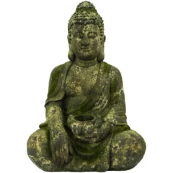 Buddha, BxH: 31,5 X 61 Cm, Magnesia, Grau/grün