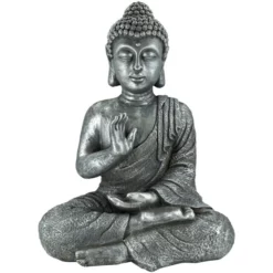 Buddha, BxH: 28 X 60 Cm, Magnesia, Grau/silberfarben